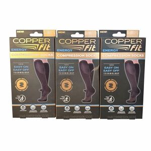 Copper Fit Energy Compression Socks Small Medium Black Easy On Off 3 Pair Travel